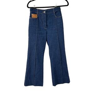 Paco‎ Rabanne Leather Patch High-rise Flared Jeans Sz 0